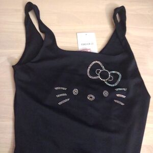 Hello Kitty 50th Anniversary Rhinestone Black Leotard Y2k Kawaii Bling